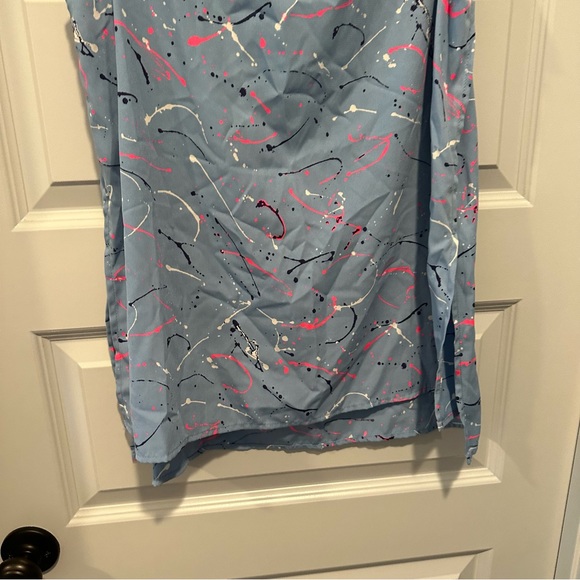 Chris & Carol Blue Paint Splatter Scoop Neck Sleeveless Tank size Small - Picture 10 of 10